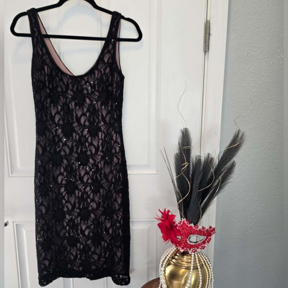 Lauren Ralph Lauren black lace sequin dress